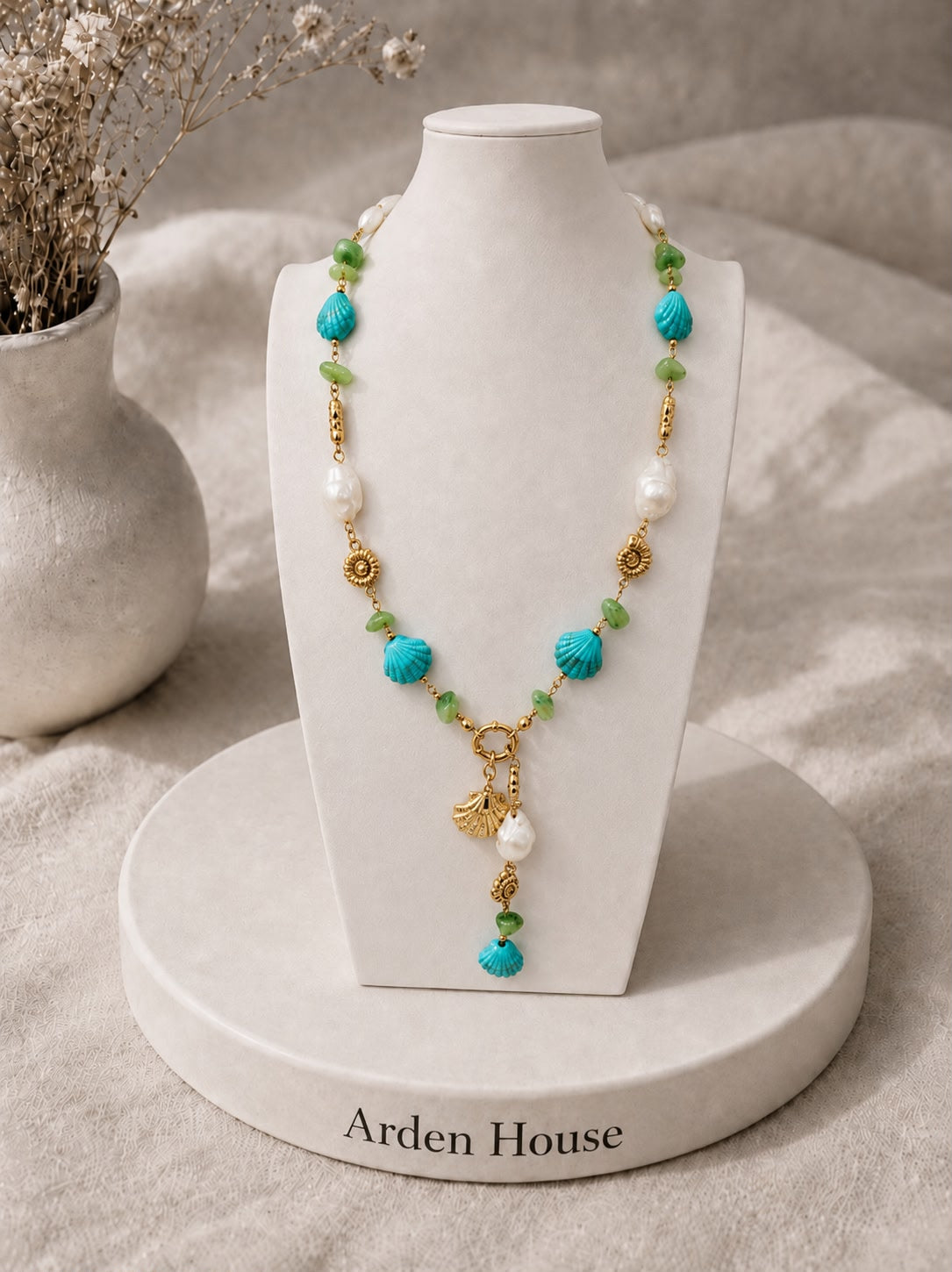 Collar Ibiza Marino | Conchas, Perlas & Jade Verde