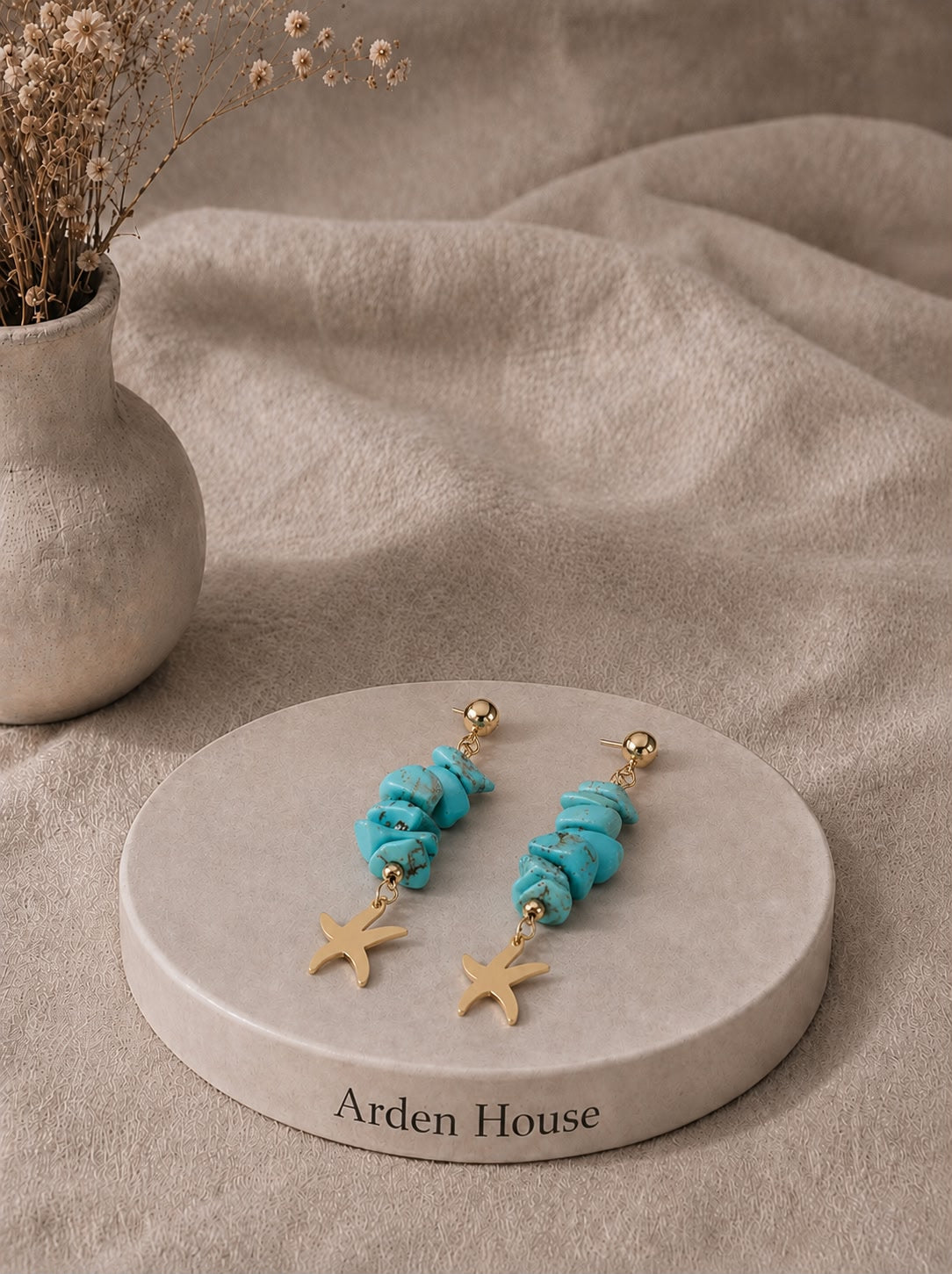 Pendientes Estrella de Mar · Turquesa / Coral / Malaquita