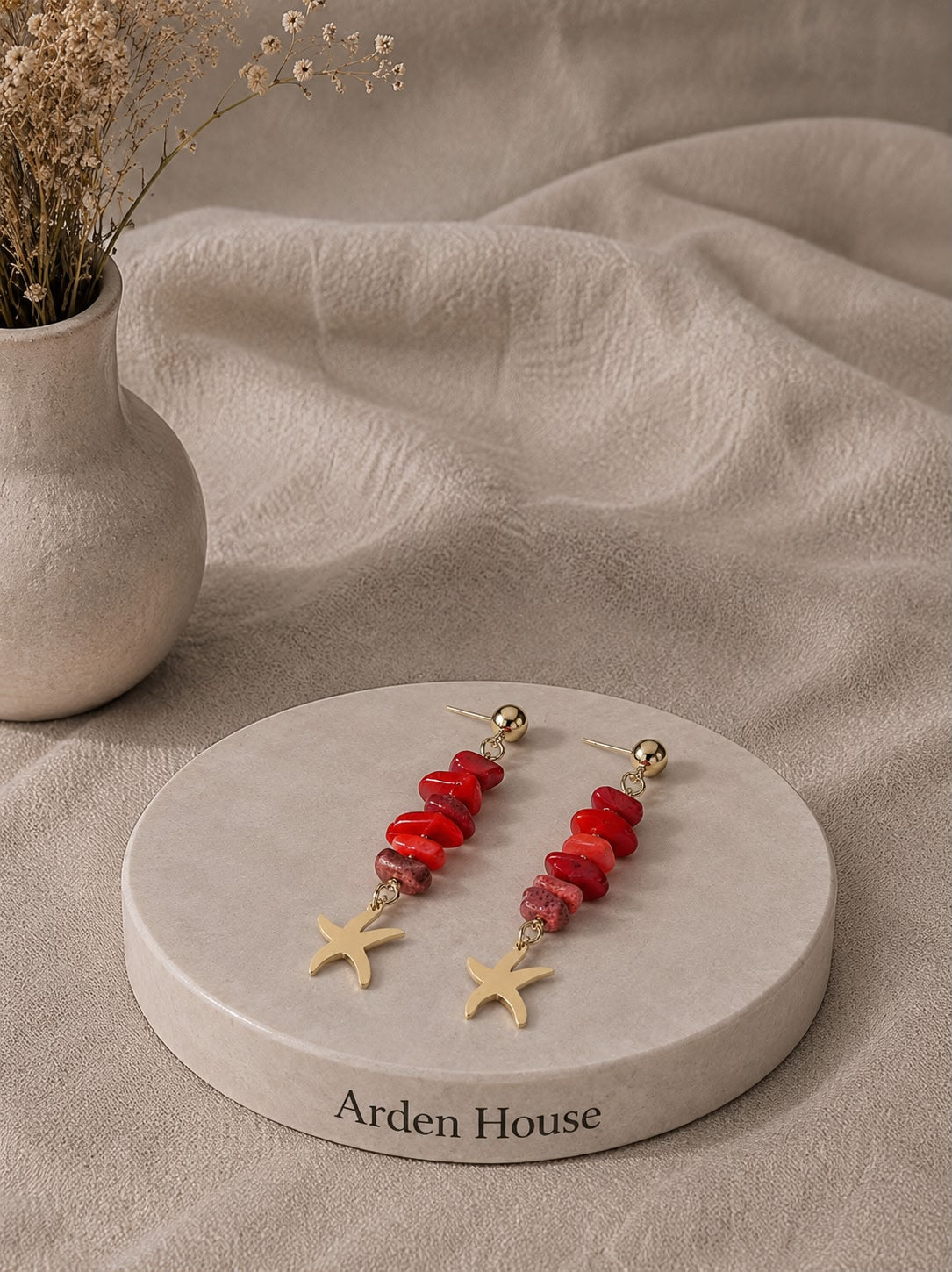 Pendientes Estrella de Mar · Turquesa / Coral / Malaquita