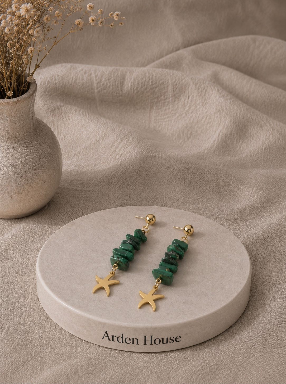 Pendientes Estrella de Mar · Turquesa / Coral / Malaquita