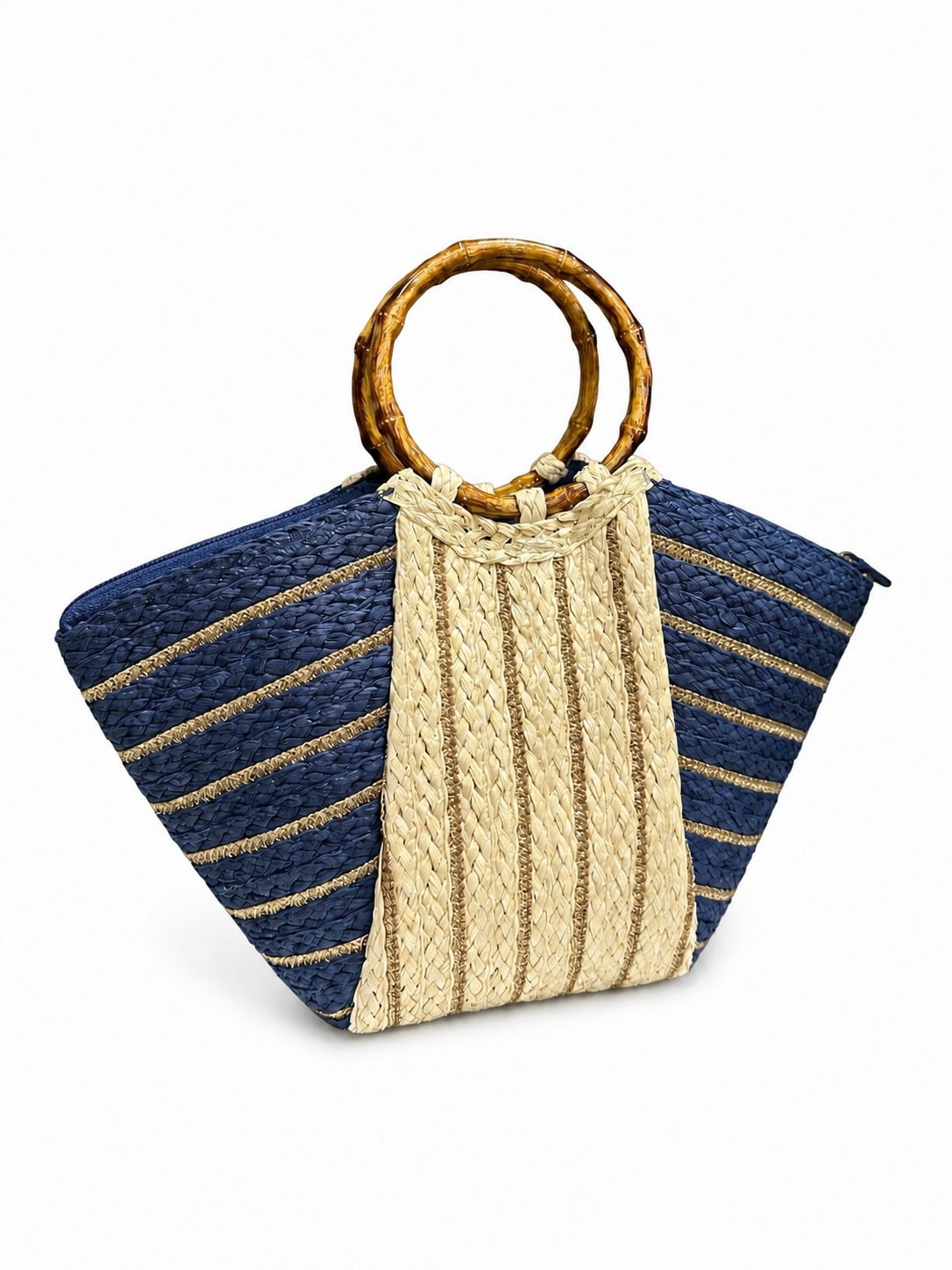 Bolso de rafia VADELLA con asa efecto bambú - Arden House