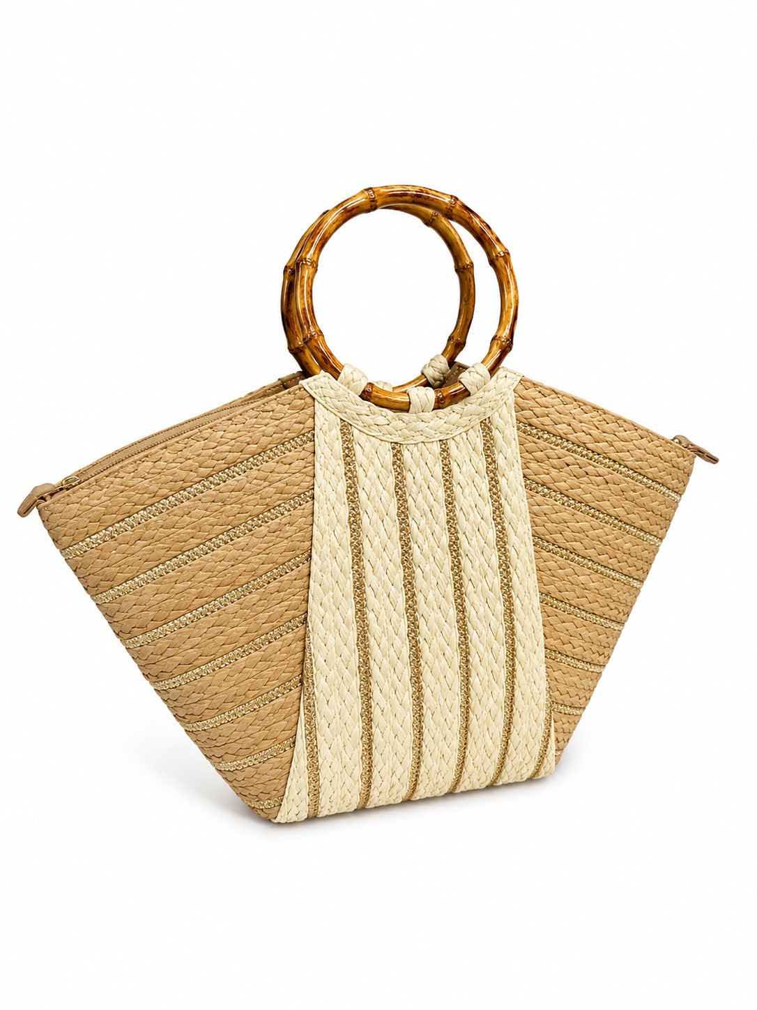 Bolso de rafia VADELLA con asa efecto bambú - Arden House