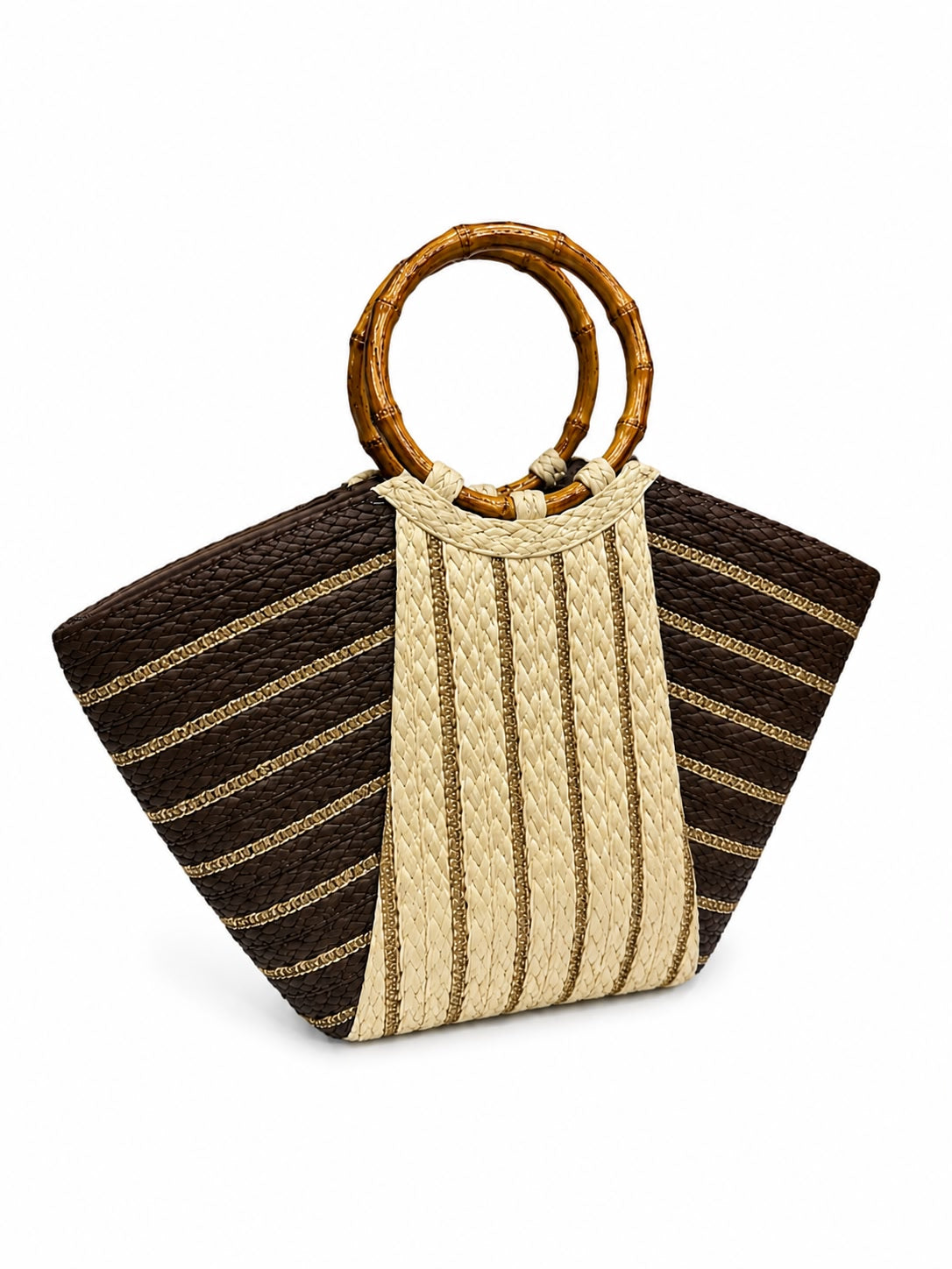Bolso de rafia VADELLA con asa efecto bambú - Arden House