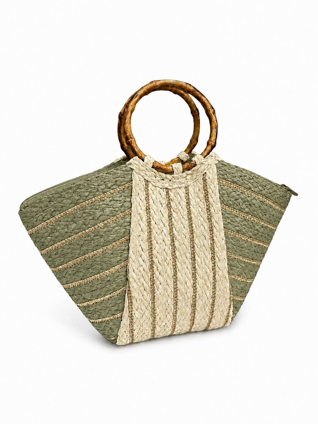 Bolso de rafia VADELLA con asa efecto bambú - Arden House