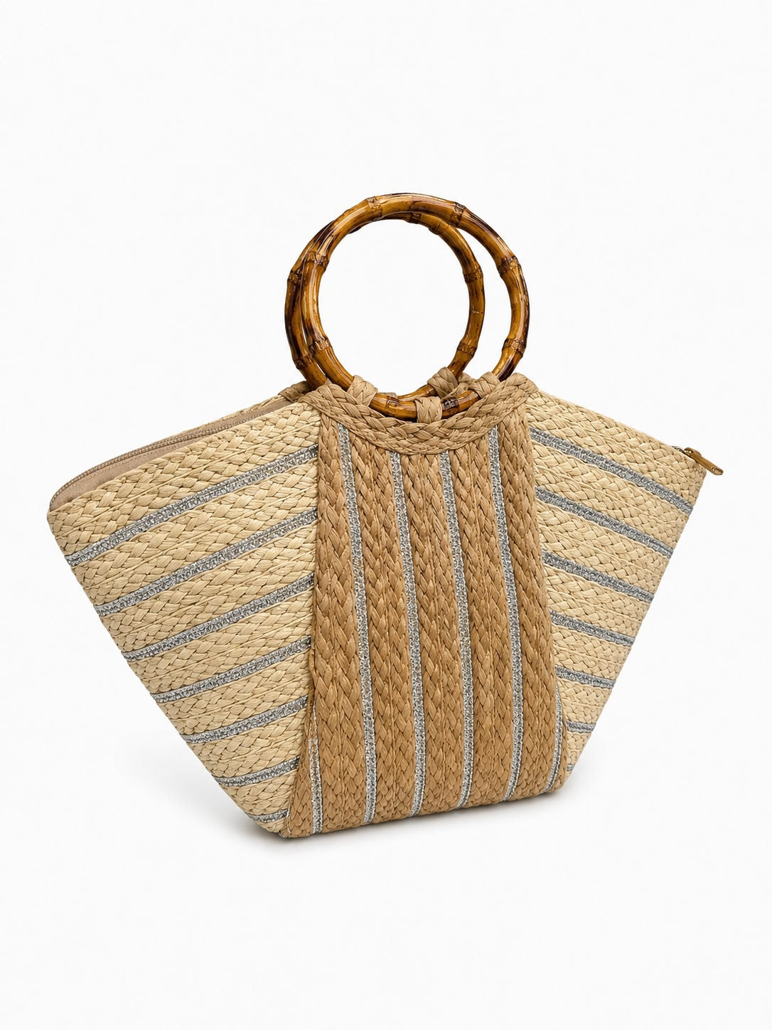 Bolso de rafia VADELLA con asa efecto bambú - Arden House