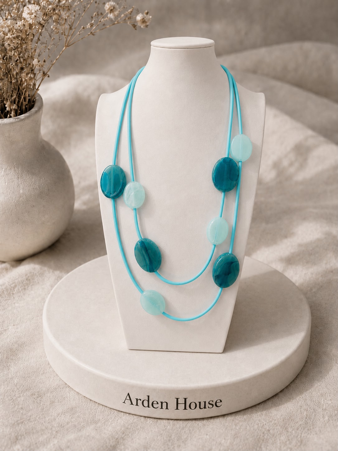 Collar Boho Piedras Azul