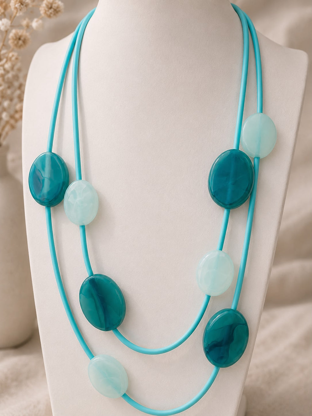 Collar Boho Piedras Azul